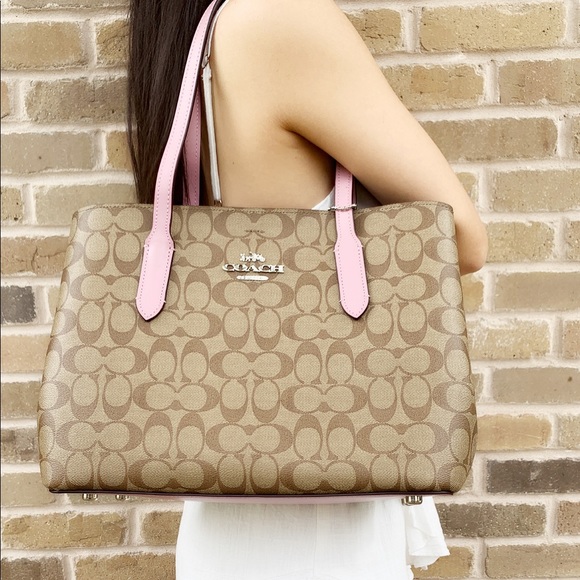 Coach carryall tote crossbody khaki pink - Picture 2 of 7